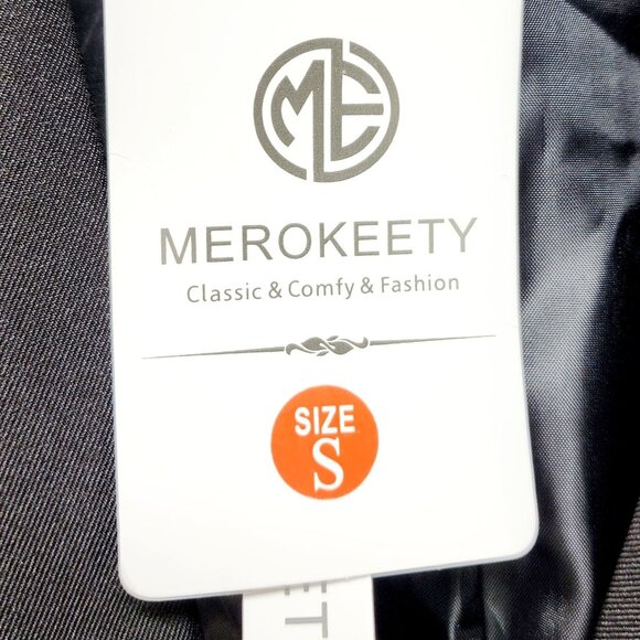 Merokeety Black Tailored Blazer Jacket   Womens Size S 2 Button Closure - Picture 8 of 13